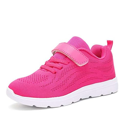 NRNRUGG Barnskor löparskor unisex flickskor pojkar skor sportskor andas sneakers utomhus kardborreband skor, - Rosenröd - 28 EU