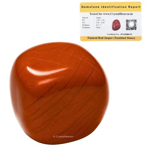Image of Certified Red Jasper Crystal Healing Tumbled Stone, Natural Polished Crystals for DIY Crafts, Manifestation, Meditation, Pooja Feng Shui and Reiki Healing (30 Grams)