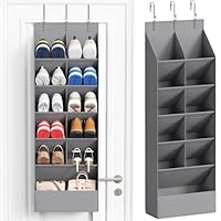 Lifewit Hanging Shoe Storage with Deep Pockets, Over the Door Shoe Organisers Holds 12 Pairs, 6 Layers Holder for Closet Door Storage Includes Boots, Toys, Water Bottles, Daily Necessities, Grey