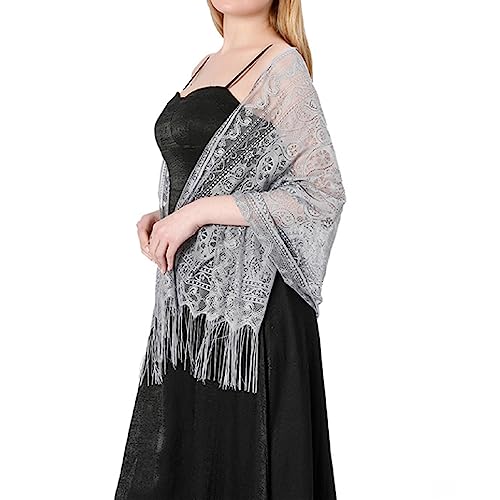Soft Lace Shawls and Wraps for Evening Dresses Silky Scarves Pashmina for Wedding Bridesmaid Party3