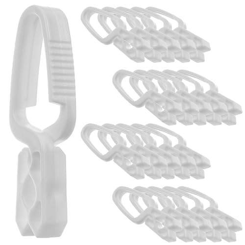 KADAX Pinzas para la ropa, 20 pinzas de plástico resistente, pinzas para calcetines de colores, resistentes al viento para interiores y exteriores (blanco_v1)