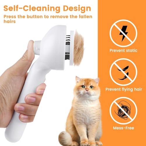 Image of Pet Steam Brush for Dogs & Cats | Self-Cleaning Grooming Comb with Water Spray, Anti-Static, Massage Bristles | Portable Pet Hair Remover for Long & Short Fur (Multicolor)