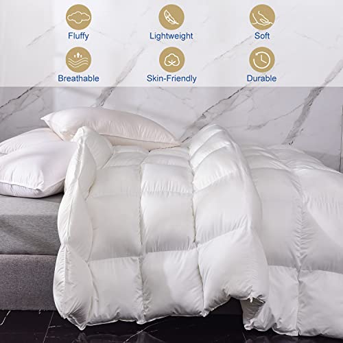 Image of Down Fiber Comforter, MH MYLUNE HOME Fluffy Hotel Collection Down Fiber Comforter Duvet Insert Queen Size,Lightweight Soft Cotton Cloud Breathable Microfiber Bed Comforter with Corner Tabs (Queen)