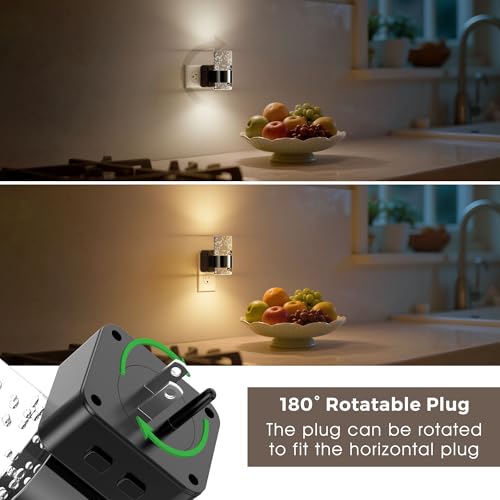 Image of L LOHAS LED Night Lights Plug into Wall, Dimmable Night Light with Dusk-to-Dawn Sensor, Cool White /Soft White /Amber 3 Color Light, Adjustable Brightness, Bubble Nightlight with Rotatable Plug Hallway