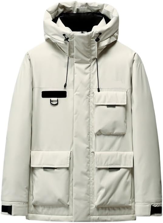 Mens Hooded Down Jacket Winter Youth Casual Outdoor Sport Workwear Versatile Puffer Jackets