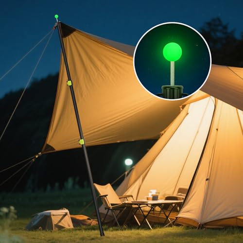 SANLIKE Tarp Poles Heavy Duty Telescoping 97\" Adjustable Aviation Aluminum Canopy Rods Lengthen Thicken with Protection Cap Portable Poles for Tent Fly Awning Camping Hiking Set of 2