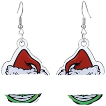 Christmas Earring Handmade Acrylic Grinchmas Drop Earring Christmas Teardrop Dangle Earrings New Year Jewelry Xmas Gift for Women