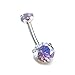 CANDYFANCY 14G Belly Button Ring Surgical Steel Round Cubic Zirconia Curved Barbell Navel Rings Belly Piercings Jewelry