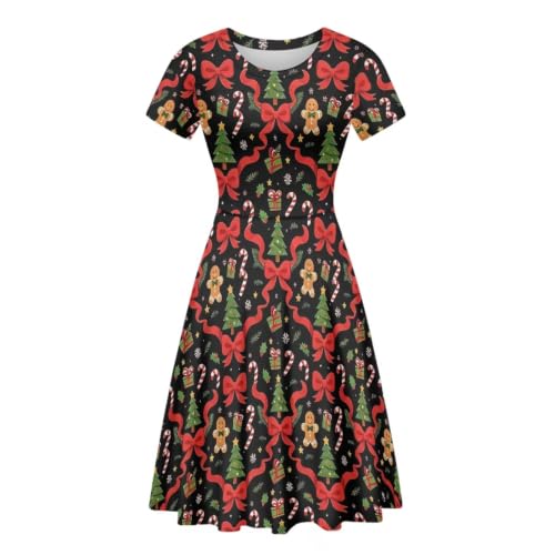 Image of POLERO Sunflower Dress for Women Floral Summer Dresses Short Sleeve Casual Sundresses Midi Dresses