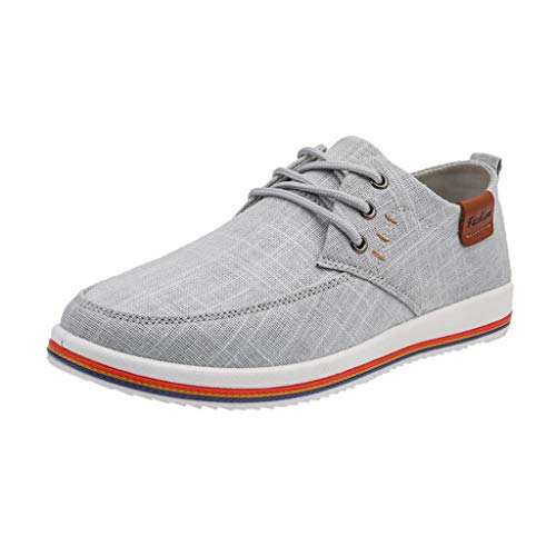 RQWEIN Canvas Slip-On Shoes for Men Modern Casual Comfortable Lightweight Menâ€™s Loafers Walking Shoes Menâ€™s Fashion Boat Shoes Grey,12