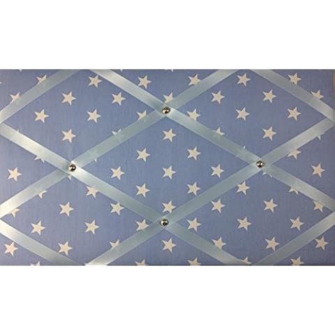 Eternal Earth Notice Boards, Memo, Ribbon Boards, White Stars on Sky Blue Fabric Message Board Cover