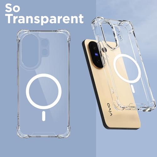 Image of Pikkme Back Cover for Vivo X200 Fe 5G Mag-Safe Shockproof PC + TPU Protective Case Magnetic Support Bumper Case (Transparent Mag-Safe)
