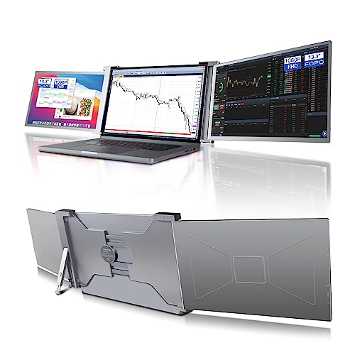 Fopo 13.3" Triple Laptop Screen Extender Fhd 1080P Ips Triple Portable Monitor For Dual Screen Display, Triple Screen For 14"-17" Laptop,Hdmi/Usb-C Plug And Play -S16 #TOP29