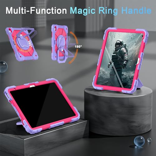 Auizotl Case for iPad (A16) 11th Gen 11 Inch (2025) /iPad 10th Gen 10.9 Inch (2022) with Screen Protector/Rotating Stand/Pencil Holder,Military Grade Shockproof i Pad Case 10th Generation,Purple Pink by Auizotl - Image 6