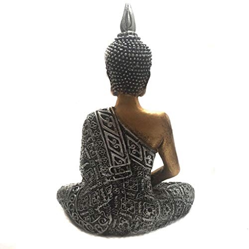 Estátua de Buda Hindu Resina Dourado e Prateado 19,5cm
