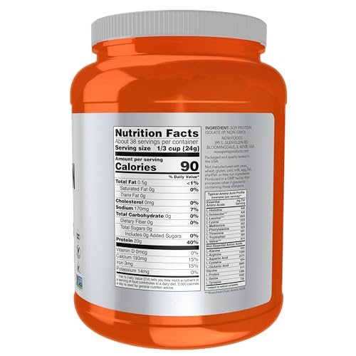 NOW Foods Sports Nutrition, Soy Protein Isolate 20 g, 0 Carbs, Unflavored Powder, 2-Pound - Image 3