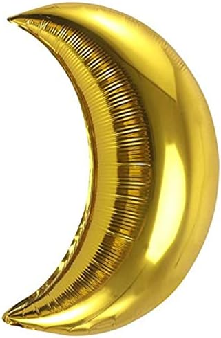 36" Large Moon Balloons Foil Balloons Mylar Balloons for Party Decoration, Pack of 5 (Gold)