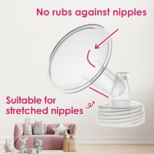 Nenesupply 24mm 2 pc Flanges Compatible with Spectra S2 S1 9 Plus Synergy Gold Breastpump Replacement to Spectra Pump Parts Flange Accessories Wide Mouth Work with Valve Backflow Protector Bottle