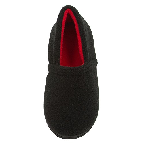 Skysole Boys Fleece Closed Back Slipper with Rugged Outsole Black/Red 9/10 US Toddler