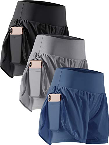 Image of CADMUS 2 in 1 Women's Spandex Athletic Shorts Gym Yoga Shorts Pockets