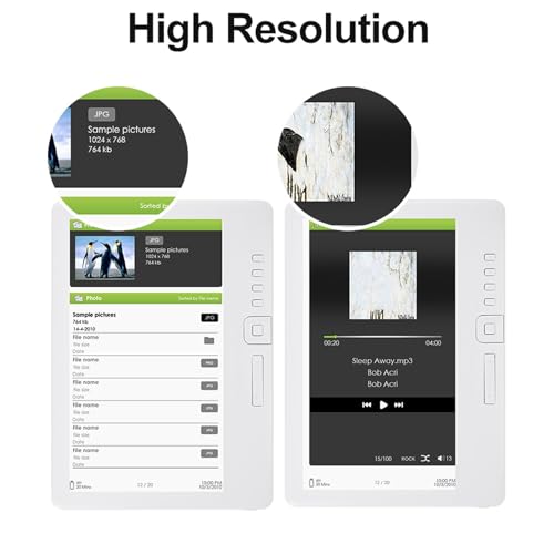 Wisoqu 7 Inch E Book Reader, Colour Display, 512M RAM, with Music, Video, Photo Function, Adjustable Font Size and Brightness, Protective Case and Earphone (8G)