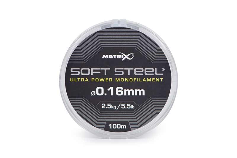 Matrix Soft Steel Ultra Power Monofilament 0.16mm 5.5lb 100m, Commercial Carp Fishing Line, High Knot Strength, Strong, Supple, Ideal for Pole Rigs and Feeder Hooklengths, Code GML045.