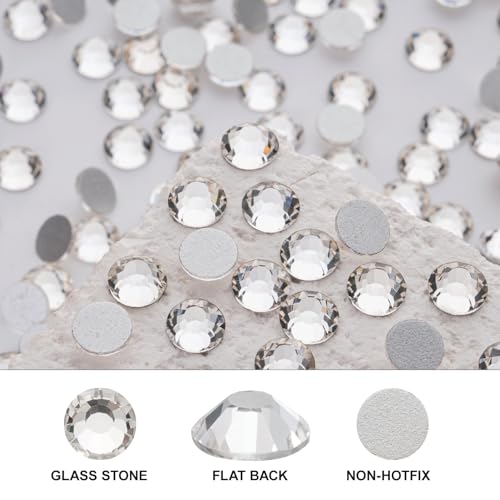 Image of Novani Rhinestones 3000pcs SS6 (1.9-2.0mm) Glass Flatback Crystal Clear | Non-Hotfix Round Gems for Nail Art, Crafts, Makeup, DIY Decoration
