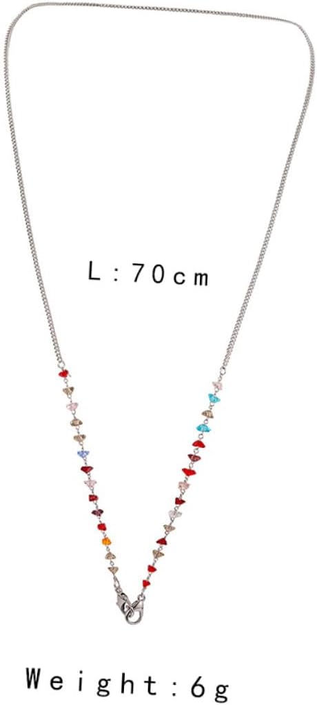 Colorful Triangle Zircon Mask Hanging Chain and Eyeglasses Alloy Strap Multifunctional Necklace for Women Face Mask Lanyard and Glasses Holder