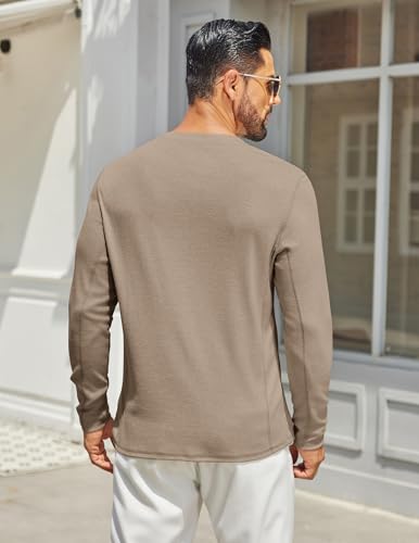 COOFANDY Men's Henley Shirts Long Sleeve Casual Maverick Slub Henley T-Shirts Lightweight Basic Tee3