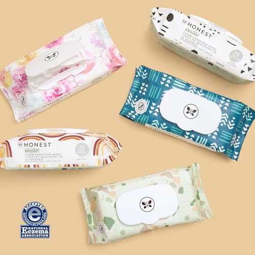 Image of The Honest Company Hypoallergenic Multi-Use Baby Wipes for Sensitive Baby Skin, Pattern Play, 10 Count (Pack of 6)