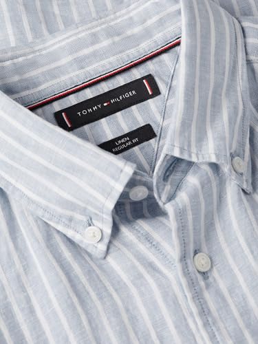 Image of Tommy Hilfiger Men's Long Sleeve Casual Linen Button Down Shirts in Regular Fit