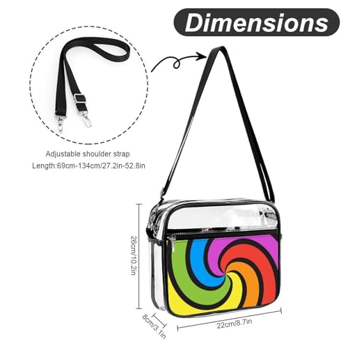 Rainbow Swirl Large Crossbody Bag Clear Stadium Bag Anti-Theft Side Shoulder Bags Messenger Bag with 2 Compartments2