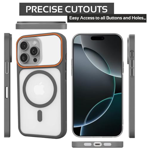 Image of AIBEX Magnetic Compatible Shockproof Case for iPhone 15 Pro - Slim Protective Back Cover with Camera Lens Protection, Strong Magnetic Support, Anti-Slip Grip, Military Grade Drop Protection (Grey)
