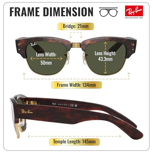 Image of Ray-Ban RB0316S MEGA CLUBMASTER Square Shaped Sunglasses for Men & Women with Official RAYBAN Eyewear Kit
