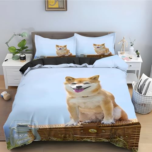 Housse de couette 240 x 260 Corgi en microfibre avec 2 taies d'oreiller