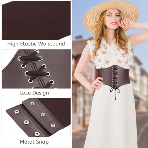 Lace-up Corset Belt for Women Elastic Belt Tied Waspie Pirate Costume Waist Belt for Renaissance4