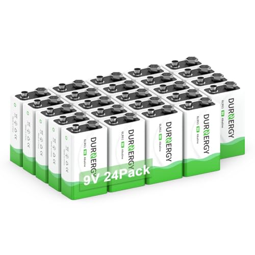 Image of DURNERGY 9 Volt Battery, 9V Batteries 24 Pack, Smoke Detector Battery 9V 6LR61 Battery Square Batteries 9V Alkaline Batteries