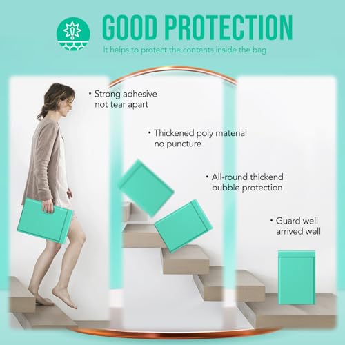 Image of Fuxury 250 Pack Teal Bubble Mailers 10.5x16 Inch, Self Seal Padded Envelopes Waterproof Mailing Envelopes Bubble Padded Cushioning Mailer for Packaging, Small Business Large #5