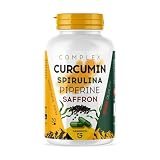 Capsule COMPLEX CURCUMIN | Supporto Anti-infiammatorio | Estratto di Curcuma 10% 500 mg, Spirulina 20 mg | Benessere Generale | con Zenzero 20 mg, Piperina 1 mg | 30 Capsule | Integratore Alimentare