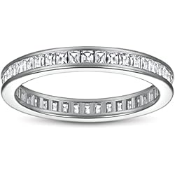 Anillos De Matrimonio Tumblr KnSam Mujer Anillo, Sencillo Elegante Plata Circón Anillo De Bodas Plata Talla 20