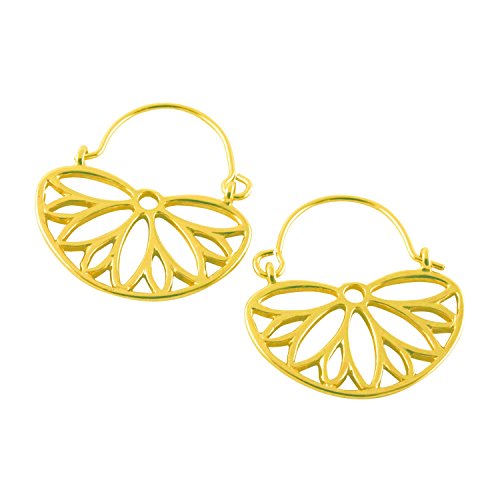 apop nyc"Blooming Hoops" Goldtone 925 Silver Flower Lotus Hoop Earrings