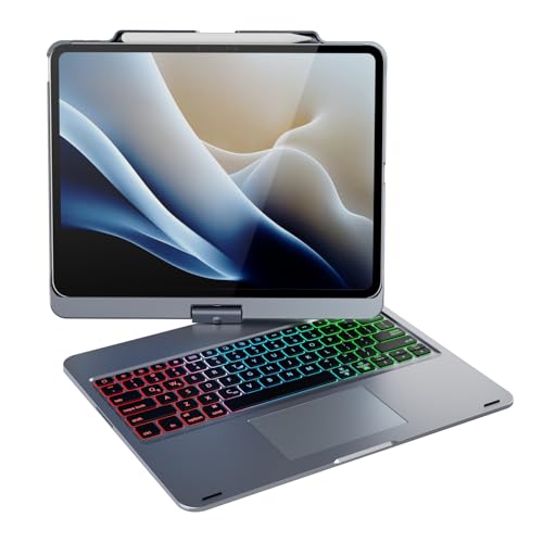 Funda con teclado para iPad Pro 13 M4 y Air 13 pulgadas con trackpad y luz LED
