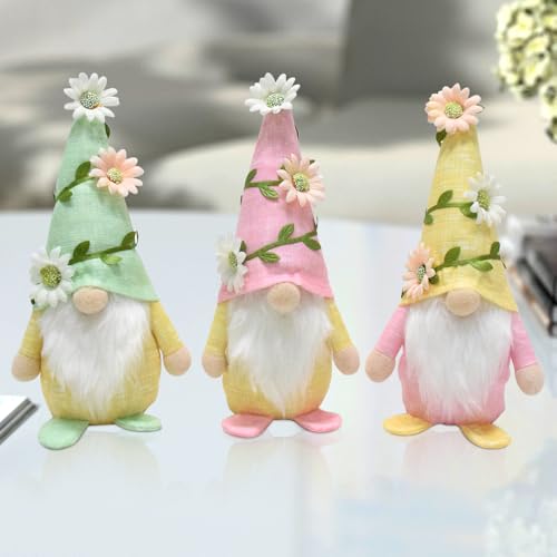 RNPKZ Wichtel Frühling Deko 3 Stück Stehende Niedliche Wichtel Deko Frühling WichtelFiguren Frühlingswichtel Osterwichtel Frühlings WichtelTischdeko Frühlingsdeko Geschenke für Kinder Mama Muttertag