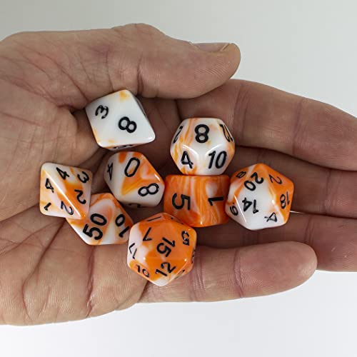 Image of Paladin Roleplaying Orange and White DND Dice Set - 'Troll Slayer'