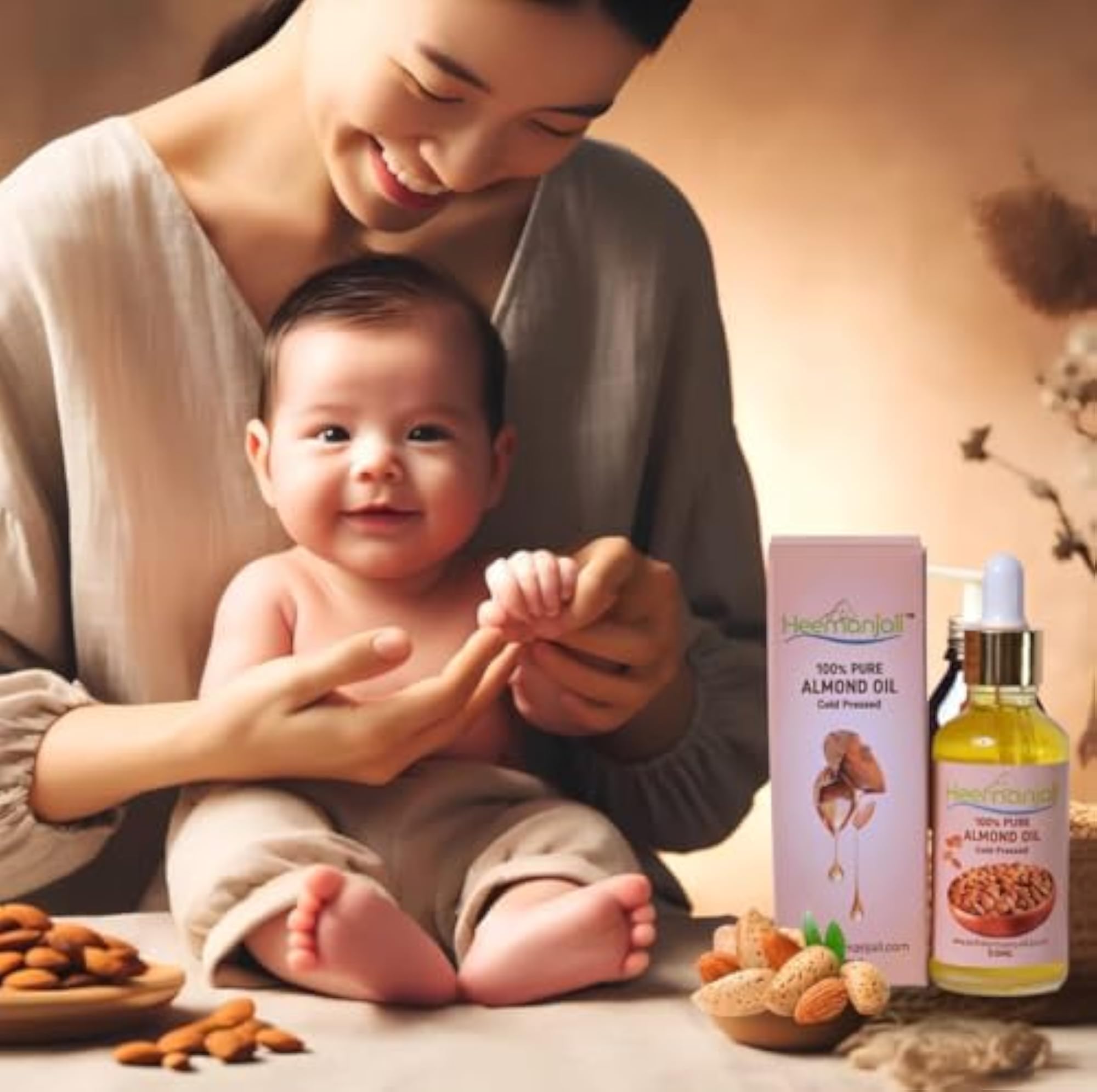Cold-Pressed Almond Oil, 50 ml, Natural Hair Care
