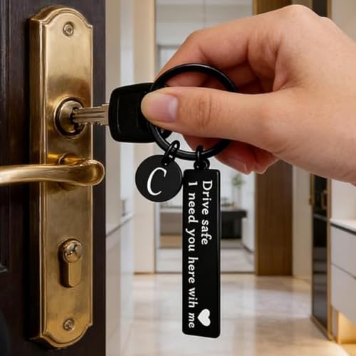 Image of drive safe keychain for him key rings for her men boyfriend