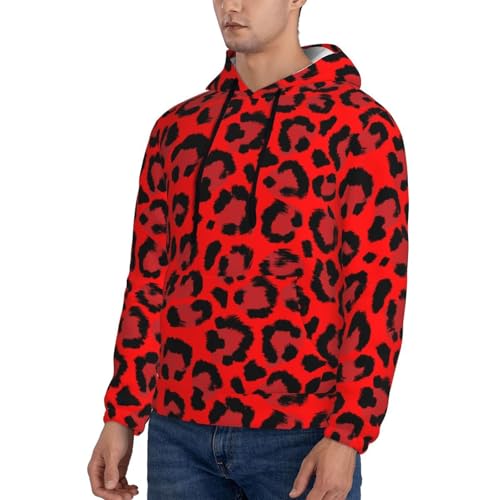 Hoodies For Men - Leopard Red Print Long Sleeve Casual Men'S Hoodies & Sweatshirts Pullover With Pocket3