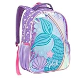 Mochila De Costa Infantil Sereia Escolar Design com Concha e Estrela do Mar