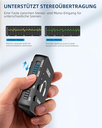 MS-1 Drahtloses In-Ear Monitoring, LEKATO Professionelles kabelloses 2.4G Stereo IEM-System mit Sender & Empfänger Betrieb im Mono- und Stereo-Mode Geeignet für Studio Live-Auftritt und Musiker