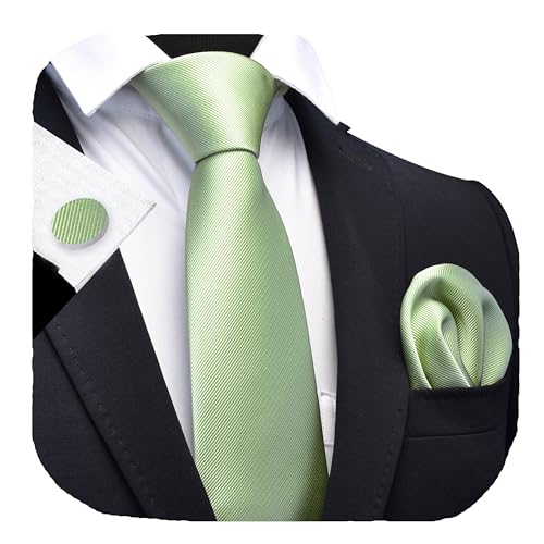 Image of GUSLESON 3.15 inch(8cm) Solid Color Necktie and Pocket Square Cufflinks Sets For Men + Gift Box